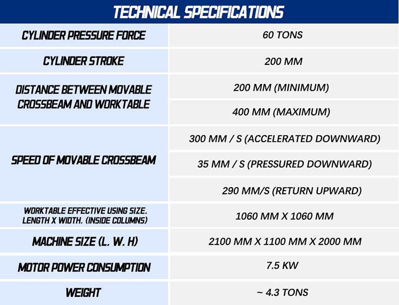 hydraulic tile press specification